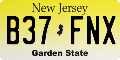 NJ license plate B37FNX