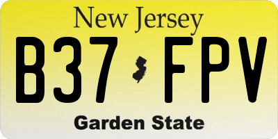 NJ license plate B37FPV