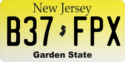 NJ license plate B37FPX
