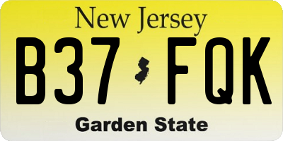 NJ license plate B37FQK