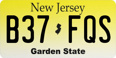 NJ license plate B37FQS