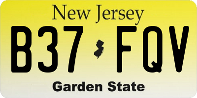 NJ license plate B37FQV
