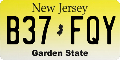 NJ license plate B37FQY