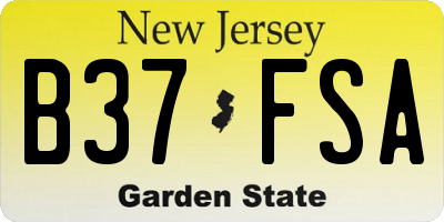 NJ license plate B37FSA
