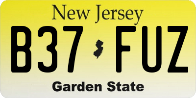 NJ license plate B37FUZ