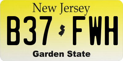 NJ license plate B37FWH