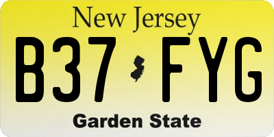 NJ license plate B37FYG