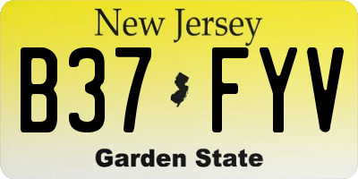 NJ license plate B37FYV
