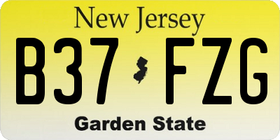 NJ license plate B37FZG