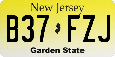 NJ license plate B37FZJ