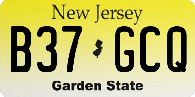 NJ license plate B37GCQ