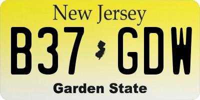 NJ license plate B37GDW