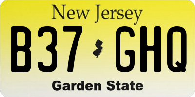 NJ license plate B37GHQ