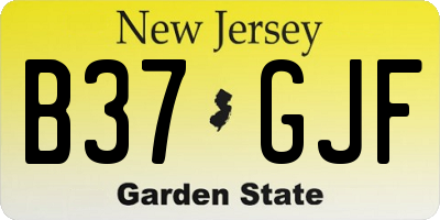 NJ license plate B37GJF