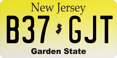 NJ license plate B37GJT
