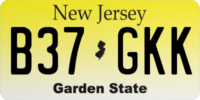 NJ license plate B37GKK