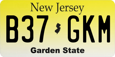 NJ license plate B37GKM
