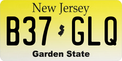 NJ license plate B37GLQ