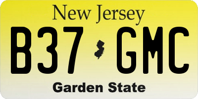 NJ license plate B37GMC