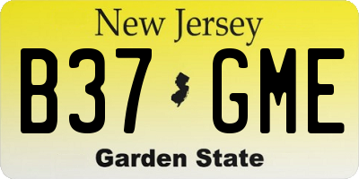 NJ license plate B37GME