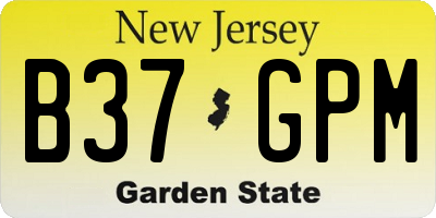 NJ license plate B37GPM