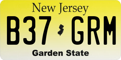 NJ license plate B37GRM