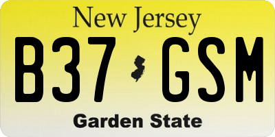 NJ license plate B37GSM
