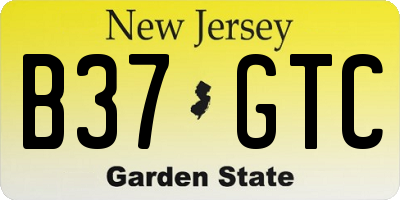 NJ license plate B37GTC