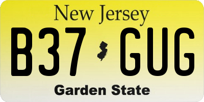 NJ license plate B37GUG