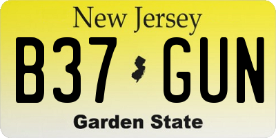 NJ license plate B37GUN