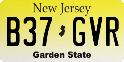 NJ license plate B37GVR