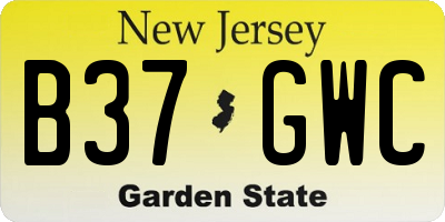 NJ license plate B37GWC