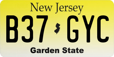 NJ license plate B37GYC