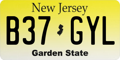 NJ license plate B37GYL