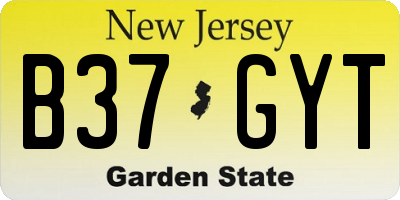 NJ license plate B37GYT