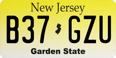 NJ license plate B37GZU