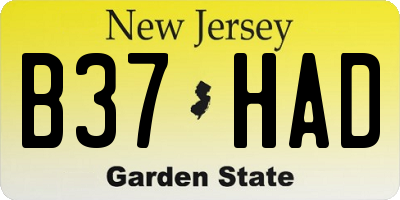 NJ license plate B37HAD