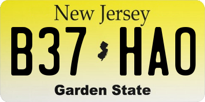 NJ license plate B37HAO