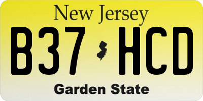 NJ license plate B37HCD