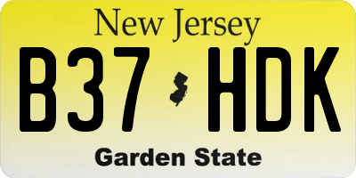 NJ license plate B37HDK