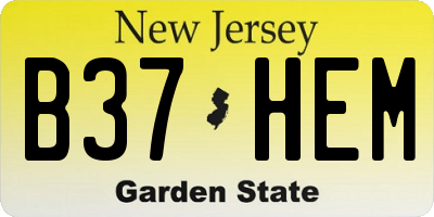 NJ license plate B37HEM