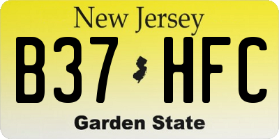 NJ license plate B37HFC