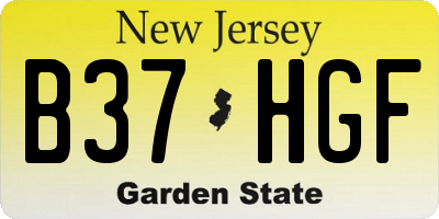 NJ license plate B37HGF
