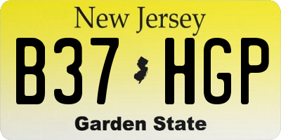NJ license plate B37HGP