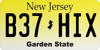 NJ license plate B37HIX