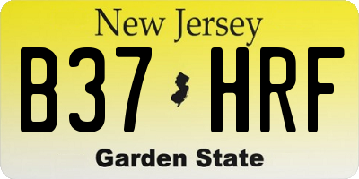 NJ license plate B37HRF
