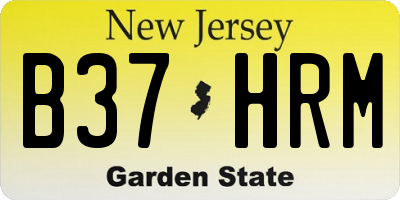 NJ license plate B37HRM