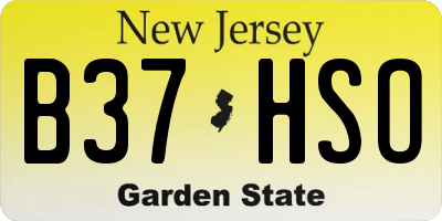 NJ license plate B37HSO