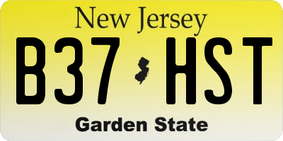NJ license plate B37HST
