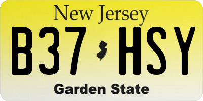 NJ license plate B37HSY